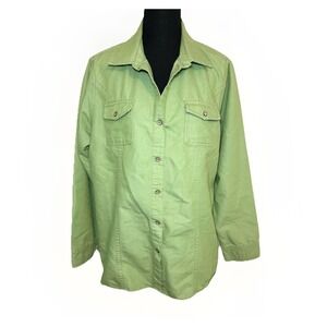 Bit‎ & Bridle Women Green Cotton Blend Jacket Floral Snap Buttons Pockets XL